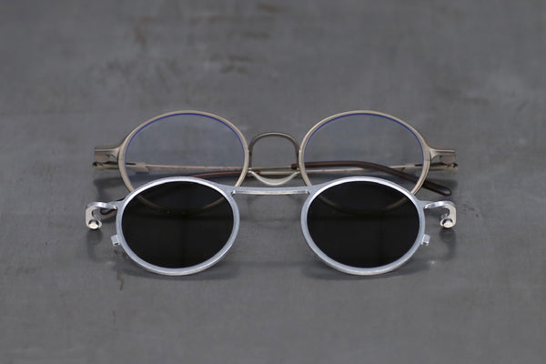 Rigards X The Viridi-Anne Collaboration Double-layer Magnetic Sunglasses RG2001TVA(A) Antique Gold + Silver Frame Transparent Dark Gray Lenses